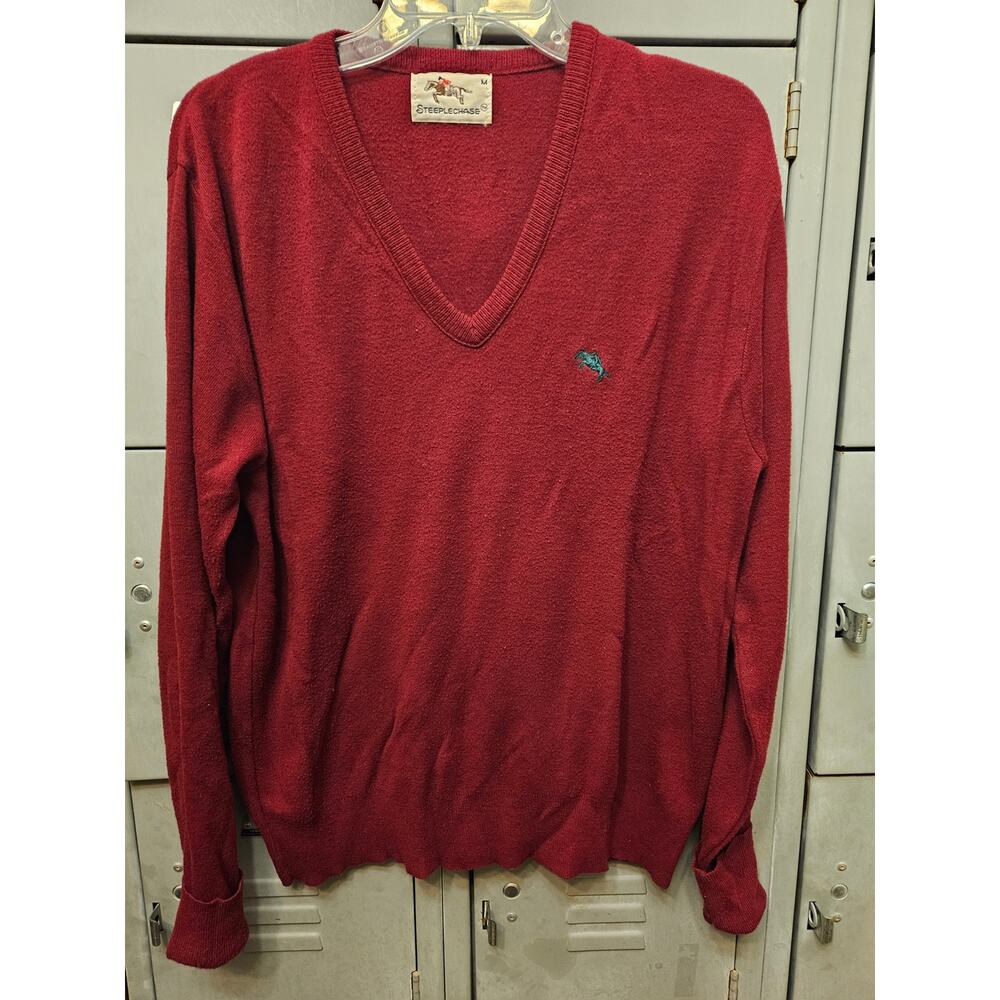 Vintage Steeplechase men's pullover Vneck sweater - size med Academia Style